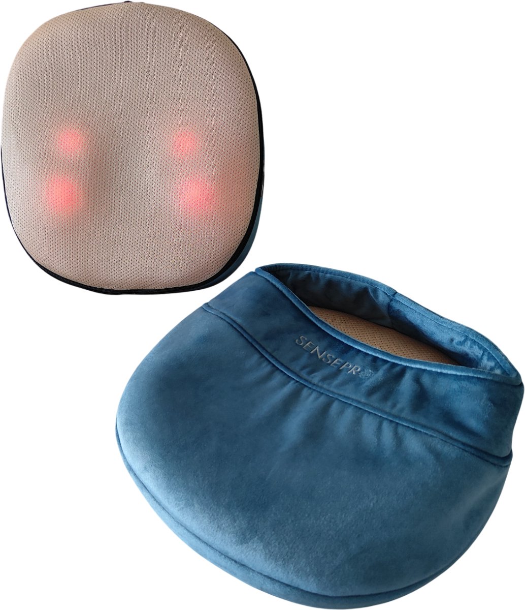 Pressplus Massagekussen Blue - inclusief infrarood inclusief speciale hoes voor uw voeten - Shiatsumassage - Infrarood - 2 draairichtingen - 4 infraroodpunten - helpt tegen kramp - zorgt voor ontspanning - draadloos op accu te gebruiken