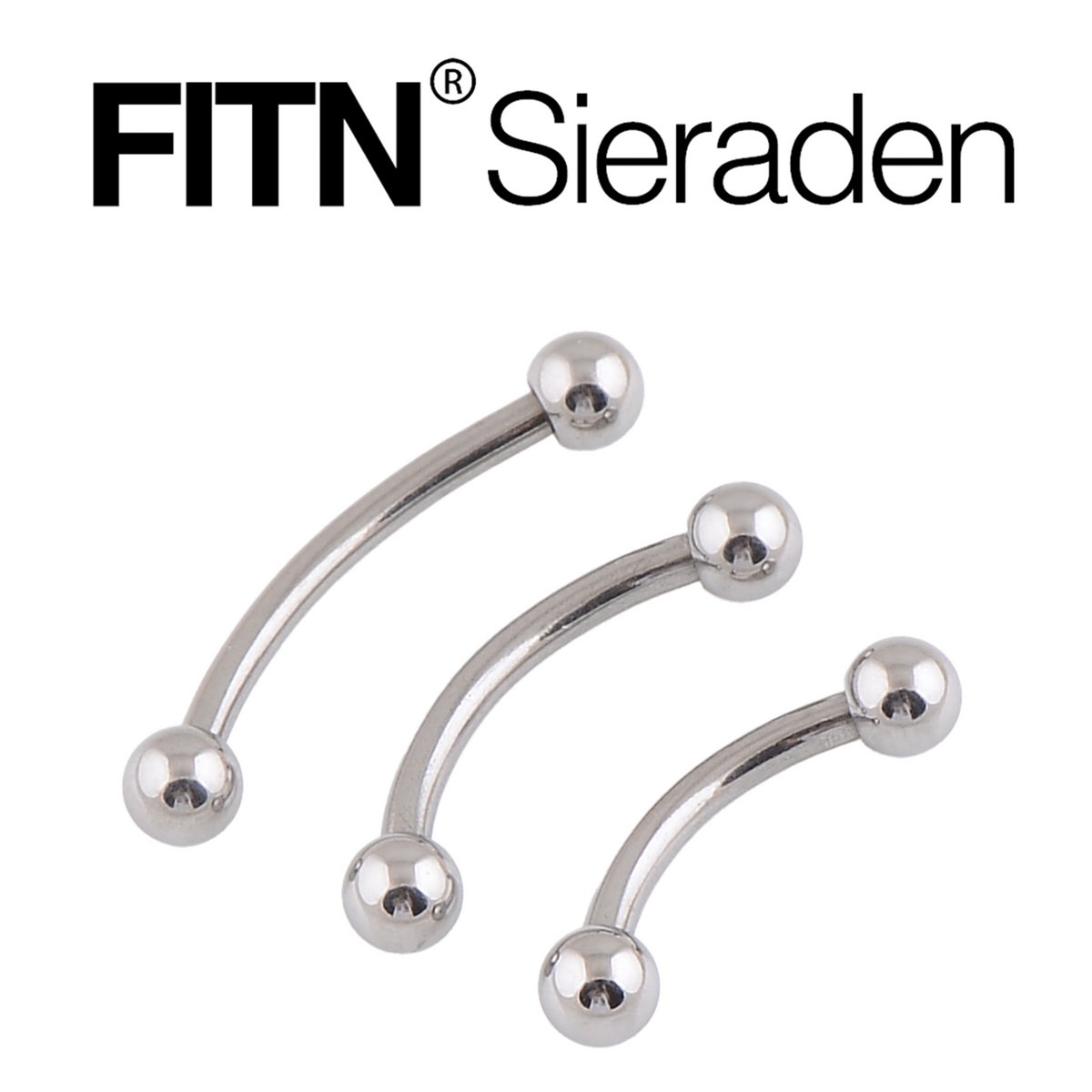 FITN-TBNEB-Titanium Wenkbrauwpiercing Oorpiercing-Zilver Kleurige-1.2*12*3/3mm-Barbell Wenkbrauwpiercing Met Twee Balletjes-Klassiek