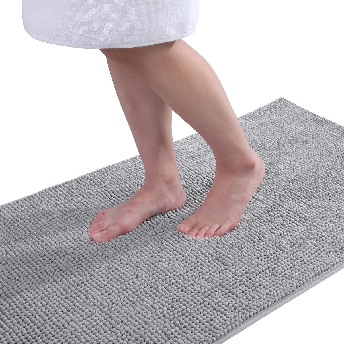 Badmat Antislip – Chenille badmat– Badmat Badkamer – Vloermat - grijs - 50X80 cm