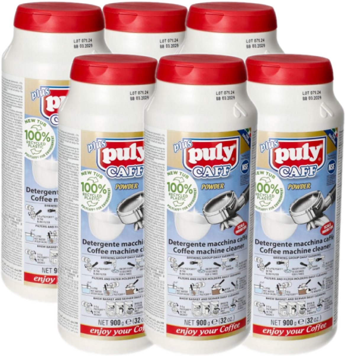 PulyCaff Plus Powder - Reinigingspoeder voor Espressomachine 900gr (6x 900gr)