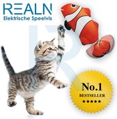RealN Elektrische Speelvis Clownvis inclusief catnip zakje – Kattenspeeltjes - Kattenspeelgoed – Krachtige Batterij – Bewegende Vis – Leukste Kattenspeeltje Goudvis – Kat Actiever
