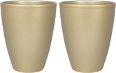 4x stuks bloempot/plantenpot vaas van keramiek in het parelgoud D13.5 en H17 cm - Binnen gebruik - Gladde afwerking