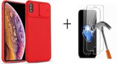 GSMNed – iPhone X/XS Rood  – hoogwaardig siliconen Case Rood – iPhone X/XS Rood – hoesje voor iPhone Rood – shockproof – camera bescherming – met screenprotector iPhone X/XS