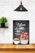 3D Retro hout Poster Kleine Eats More What Makes You Happy