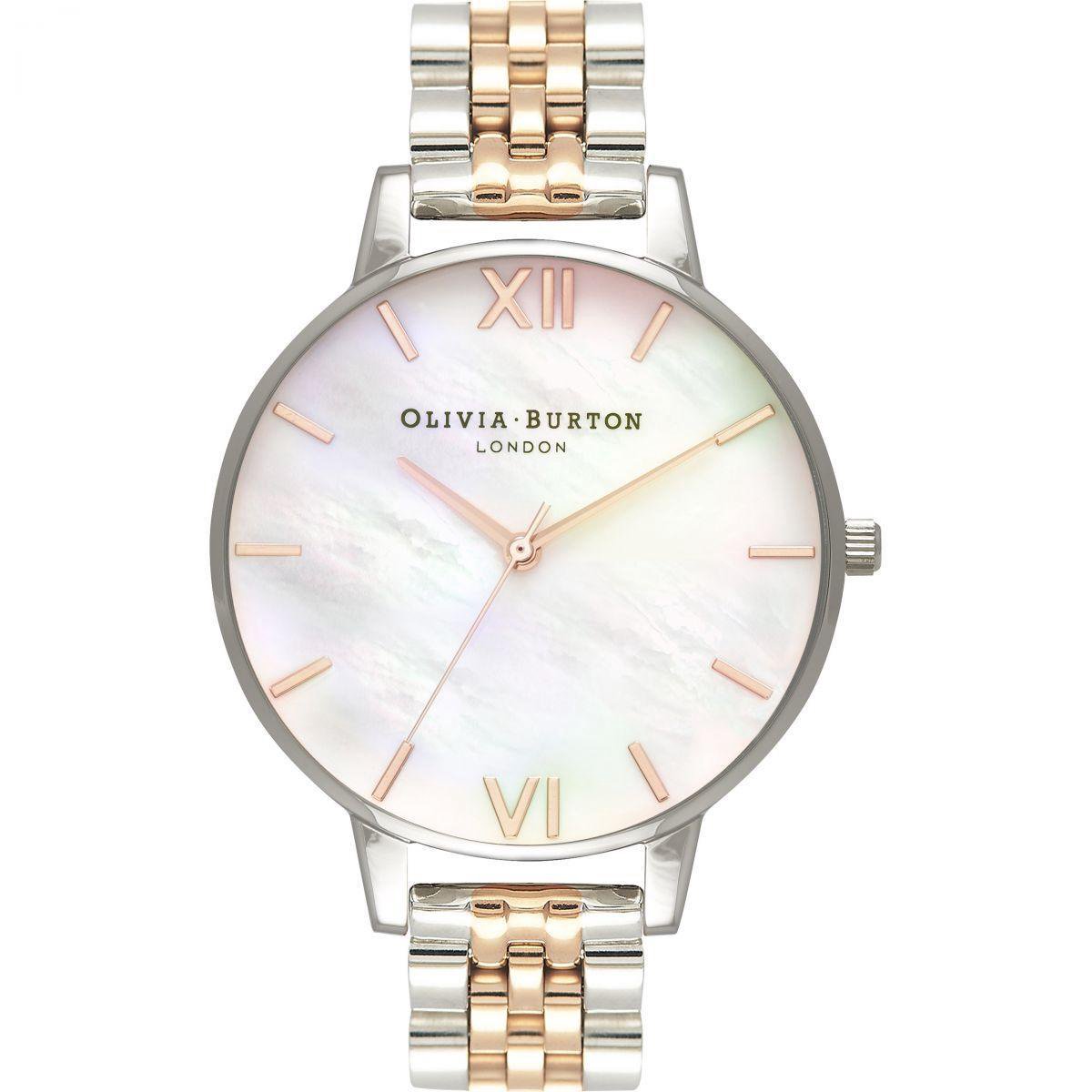Olivia Burton Mother of Pearl Rose gold Silver watch - OB16MOP06 - Dameshorloge - Silver - Roségoud - RVS - MOP - 38 MM