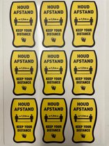 Houd afstand |bierglas - tafelsticker 10 cm - 9 stuks - corona sticker - vloersticker - 10cm -geel zwart- 100 mm - corona stickers - waarschuwingsstickers - antislip - covid-19-sticker