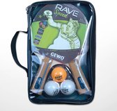 Gewo Kit Tafeltennis Set Rave Speed - 2 Bats + 3 Ping Pong Ballen + Hoes