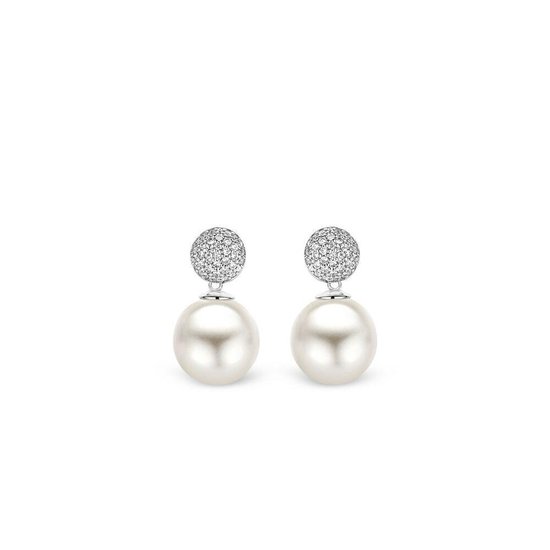 Damesoorbellen van witte zoetwaterparels, collectie Youniq Secret & You