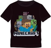Minecraft T-shirt. Kleur zwart. Maat: 140 cm / 10 jaar.