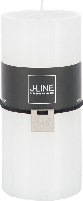 J-Line cilinderkaars - wit - large - 72u - 6 stuks
