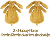 Happy Horse knuffeldoekje konijn Richie oker set van 2