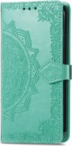 Bloem mandala groen agenda book case hoesje Samsung Galaxy A12
