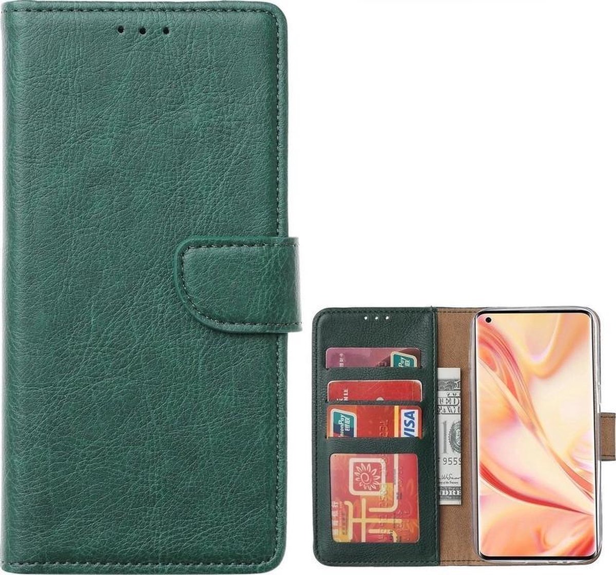 Bookcase Geschikt voor: Oppo F17 - Groen - portemonnee hoesje
