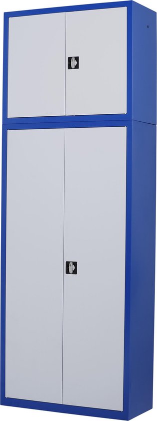 Bovenkast draaideurkast, kantoorkast, archiefkast | 81x100x43.5 cm | Blauw/grijs | DKP-113