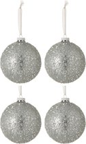 J-Line Doos Van 4 Kerstballen Parels Glas Lichtblauw Large