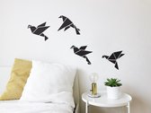 Houten wanddecoratie - Vogels origami - Birds origami Black - Maat S 25