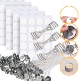 My Candles - Zelf (Geur)Kaarsen Maken Set - 50 Stuks Kaarsenlonten 10 CM  + 50 Stuks 15 CM - 100 Dubbelzijdige Pitvoet / Lontstickers - 3 Metalen Kaarsenlont Houders – Benodigdhede