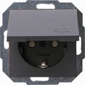 KOPP - Wandcontactdoos met Deksel - Athenis - Inbouw - 1-voudig Enkel Stopcontact - Randaarde - Kinderbeveiliging - Mat Antraciet - BES LED