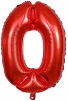 Cijfer ballon - Helium ballon - Verjaardag - Rood - 32 inch - Grote ballon - Nummer 0 - Rode ballon cijfer 0