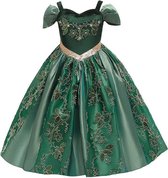 Prinses - Luxe Anna jurk - Frozen -  Prinsessenjurk - Verkleedkleding - Groen - Maat 134/140 (140) 8/9 jaar
