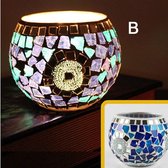 ✿ Brenlux - Windlicht – Marokkaans windlicht – Kaarsenhouder + GRATIS kaars blauw – Mozaïek windlicht –