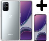 OnePlus 8T Hoesje Transparant Met Screenprotector - OnePlus 8T Case Siliconen Hoesje Cover Met Screenprotector - Transparant