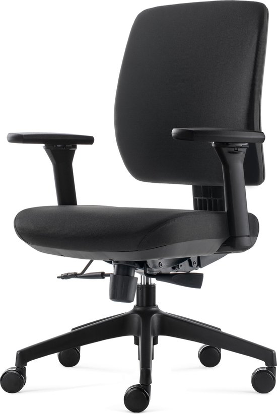 BenS 917- Ergo-4 Zwart- Chaise de bureau ergonomique de Luxe Arbo - Revêtement en Tissus - Entièrement réglable - Conforme aux normes EN 1335 & ARBO