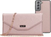 Samsung Galaxy S21 Clutch Case hoesje - Casetastic - Effen Rose goud - Kunstleer