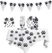 Zwart wit honden party decoratie set XL 62-delig