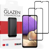 2-pack BMAX geschikt voor Samsung Galaxy A32 Screenprotector Full Cover / Gehard glas / Beschermglas / Tempered Glass / Glasplaatje / Telefoonbescherming / Plexiglas scherm / Plexiglas - Zwart