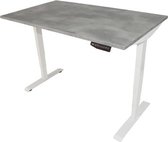 Zit-sta bureau 140x80 cm. – Elektrisch verstelbaar – 2-motorig + display – Frame: wit – Blad: Betonlook