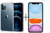 iPhone 12 Pro Max hoesje case siliconen met bumpers transparant apple hoesje cover hoes - 1x iPhone 12 Pro Max screenprotector