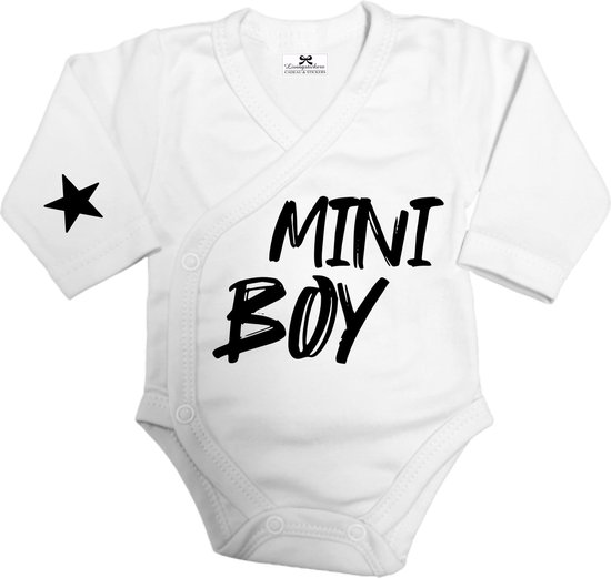 Prematuur overslag romper-Mini Boy-maat 48-jongen-wit-zwart