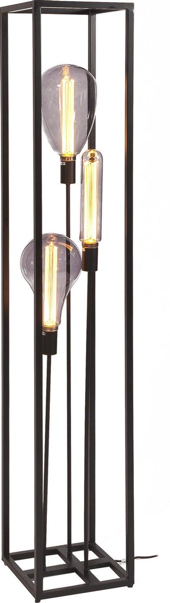 Cage - Vloerlamp - stalen frame - zwart - 3-lichts