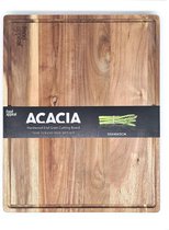 food appeal hardhouten acacia snijplank | 50x40x3cm | nobel patroon met front houtlook | antiseptische houten plank met sapgroef | Keukenblank, broodplank