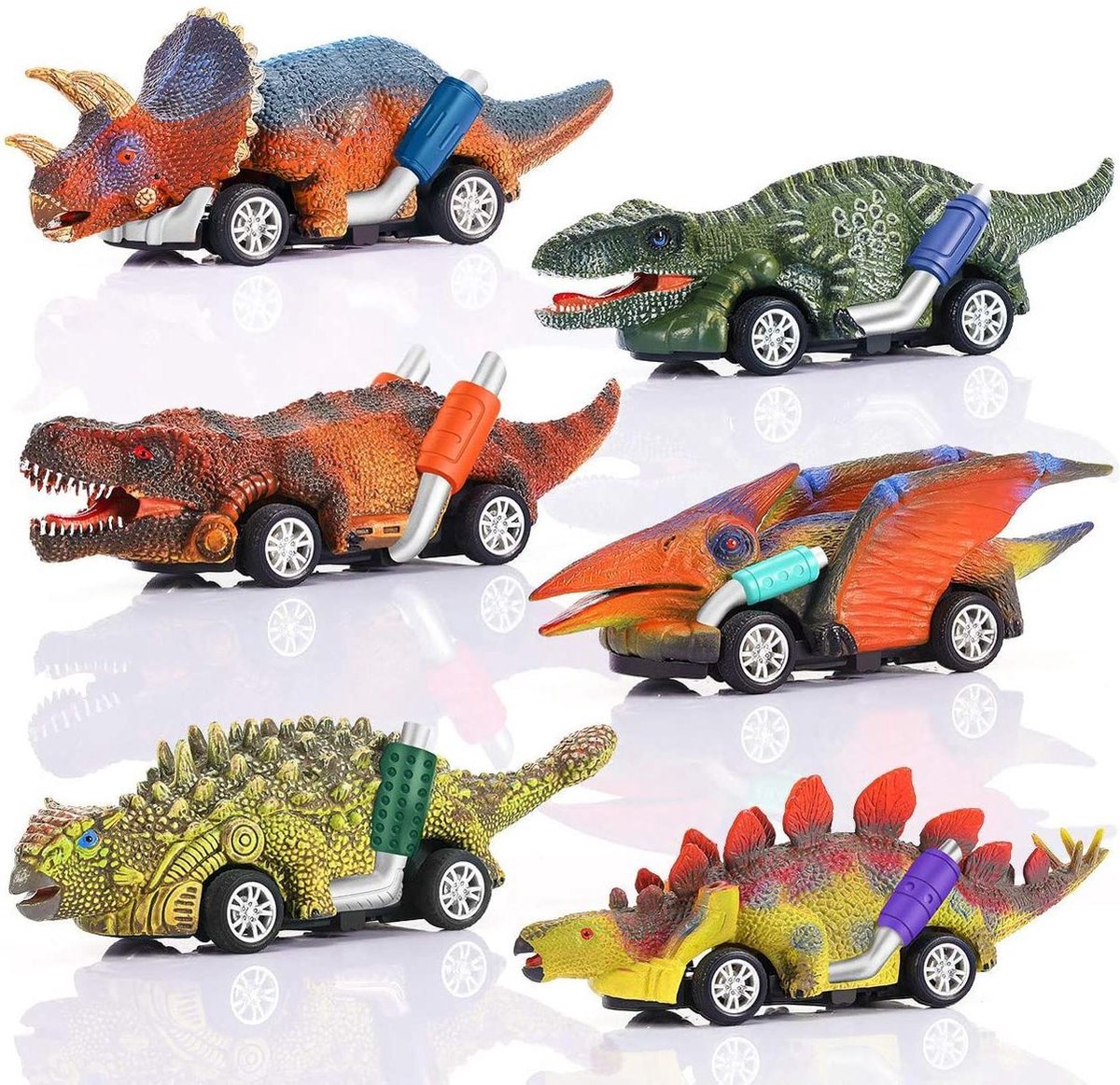 Jurassic Dino Racers - Dinosaurus Speelgoed Autos Set Jongens - Set van 6