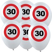 12x Leeftijd verjaardag ballonnen met 30 jaar stopbord opdruk 28 cm