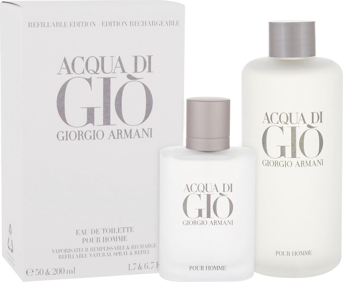 Armani Acqua di Gio Giftset 50 ml refillable eau de toilette spray + 200 ml refill...