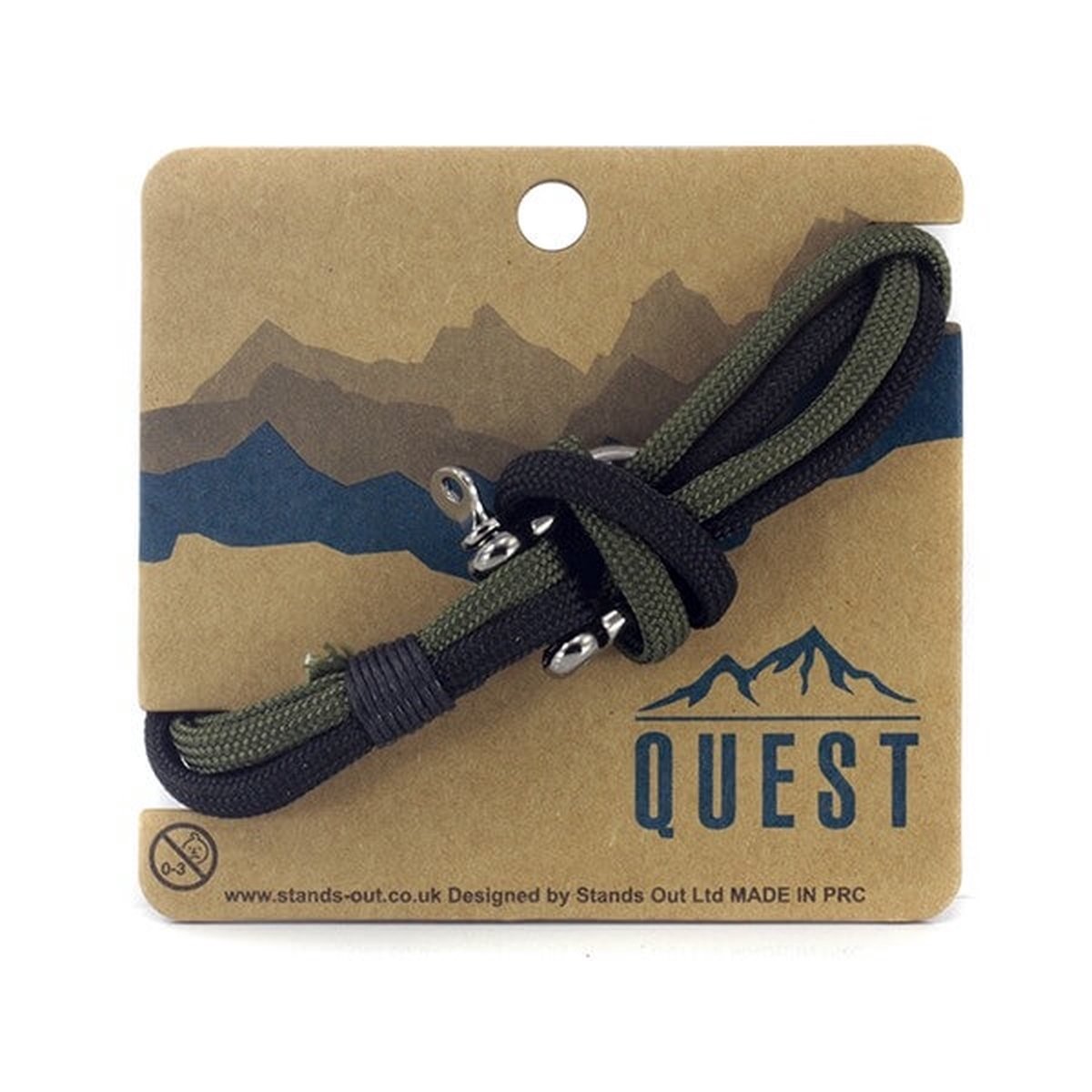 Quest Veter Armband met Schroefsluiting Zwart / Groen Q16