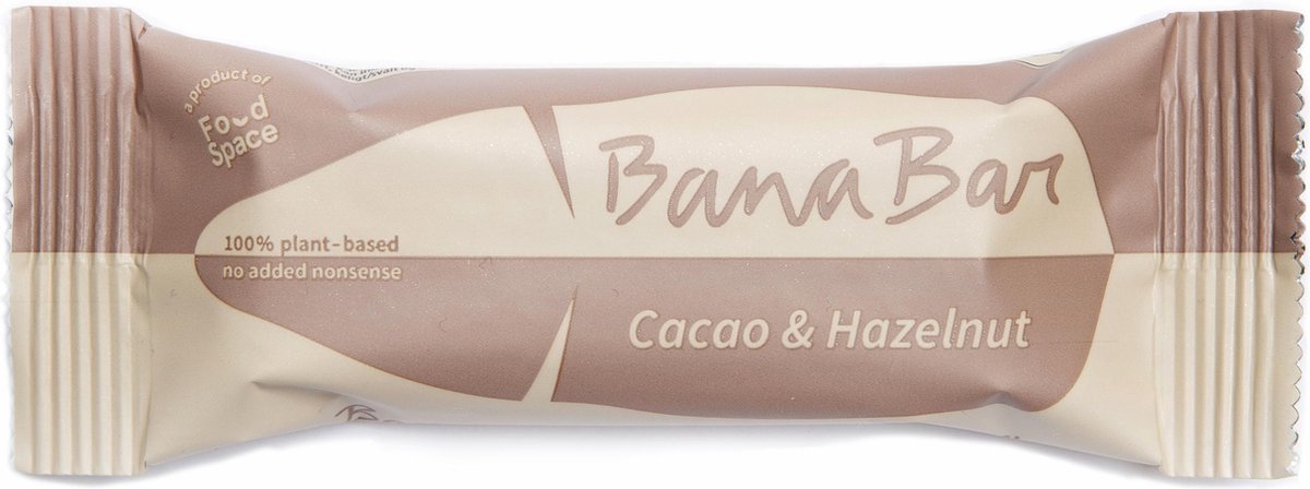 Banabar Cacao & Hazelnut - Biologisch Banaan Energiereep - 15 x 40g - Fruit en Notenreep - Vegan - Glutenvrij - Zonder Toegevoegde Suikers