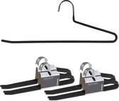 bomoe Broekhangers Kian Kledinghangers Set Zwart - 20 Kleerhangers - Ruimtebesparende Hangers Metaalhangers met Anti-slip Broekenstang en Handig Open Design voor broeken en meer