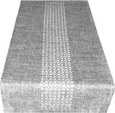 Série de nappes - uni gris clair avec bord ajouré - Chemin de table 90 cm
