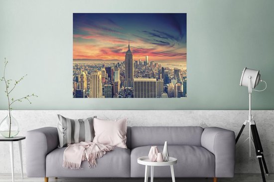 Affiche Manhattan avec ciel spécial 150x75 cm - Tirage photo sur Poster (décoration murale salon / chambre) / Poster Villes