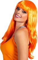 Goedkope oranje pruik lang haar.