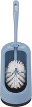 Wc-borstel/toiletborstel met randreiniger en houder blauw 41.5 cm van kunststof - Toiletgarnituur