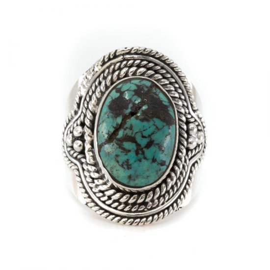 Ring Gemstone Turquoise Argent 925 "Defira" (Taille 17)