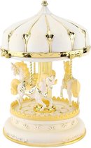 BaykaDecor - Klassike Carrousel Muziek Doosje LED - Nostalgie Woondecoratie - Kinderkamer Decoratie - Cadeau - Beige Goud - 19 cm