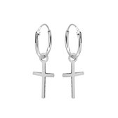 Zilveren oorbellen | Oorringen met hanger | Zilveren oorringen, kruisje