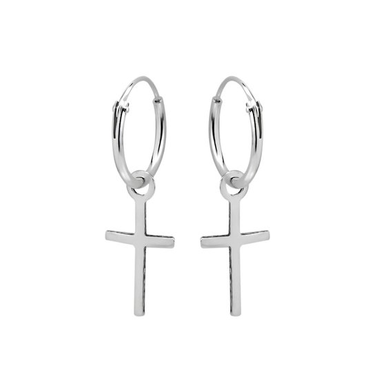 Boucles d'oreilles en argent | Boucles d'oreilles avec pendentif | Boucles d'oreilles en argent, croix