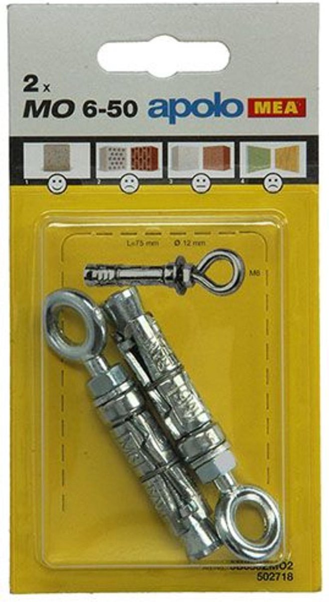 Plug Mea 2 Expansieankers Mo 12Mm + Oogbout 6X50Mm